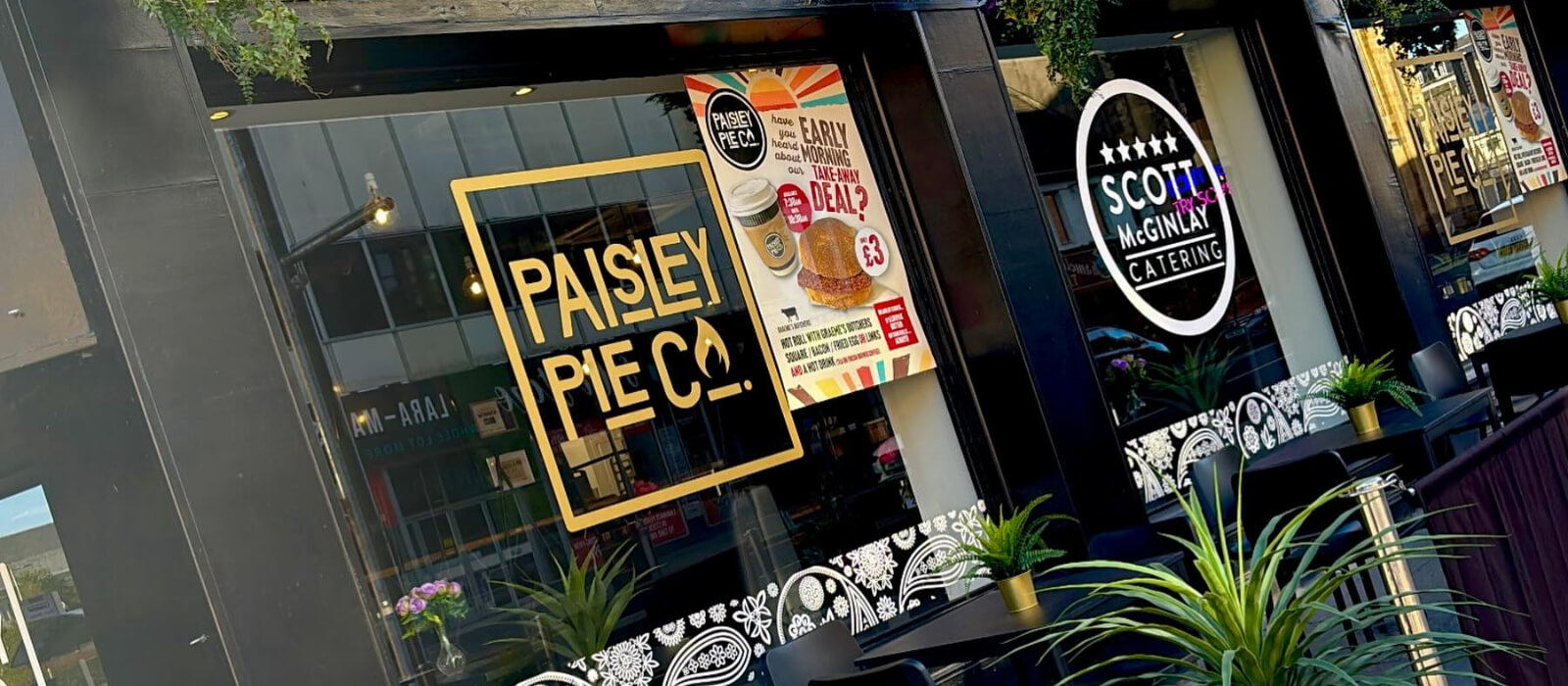 Exterior of the Paisley Pie Co store in Paisley town centre